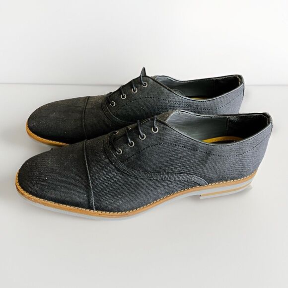 Zara Mens Canvas Derby Shoes Black New! Size 11 main image 7